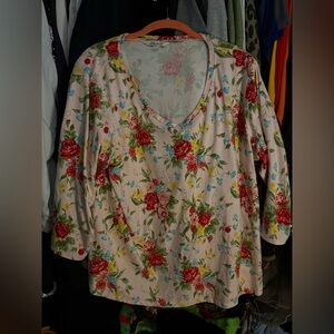 The Pioneer Woman Pink Floral V-Neck Blouse